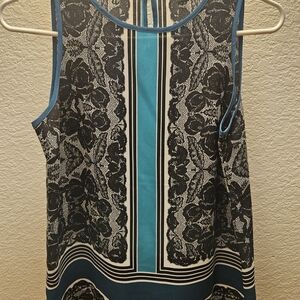 Ann Taylor Black and Blue Lace Tank Top